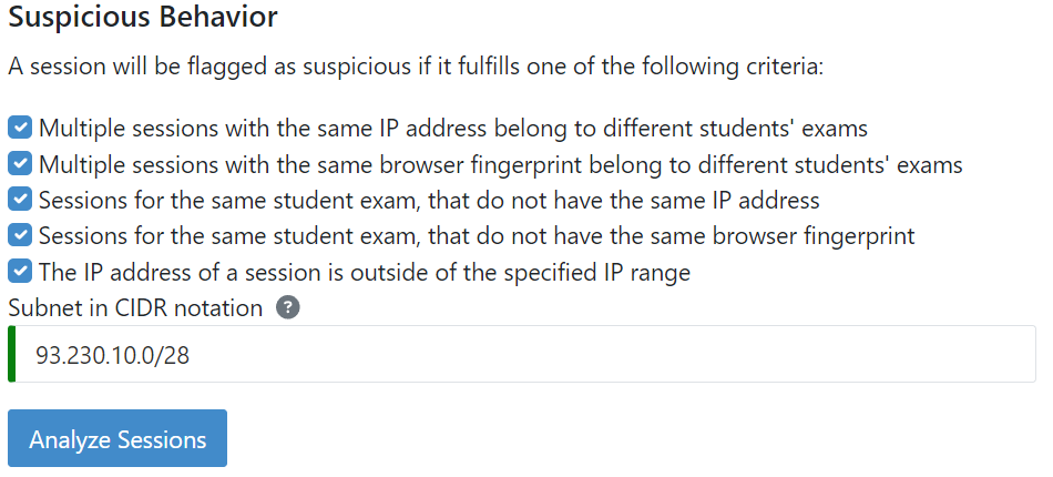 Suspicious Behavior Analysis Options