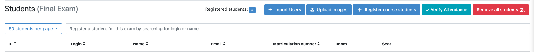 Register Students Page