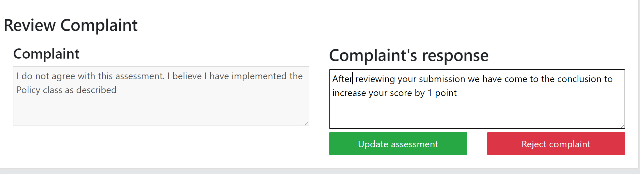 Assessor responding to a Complaint