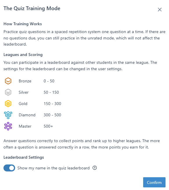 Quiz Training Description