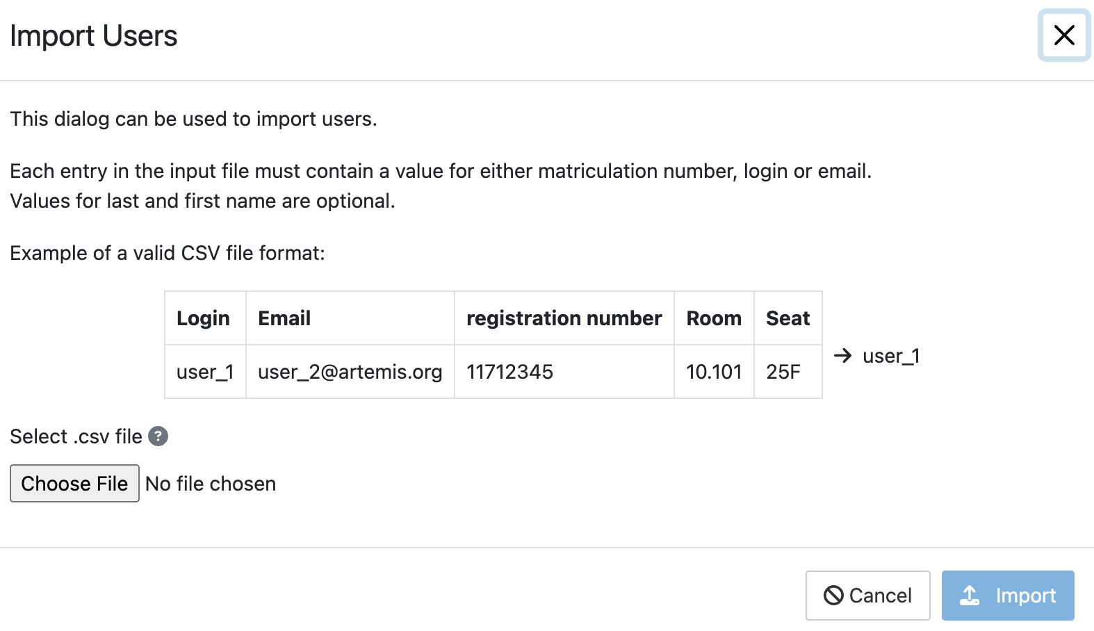 Import Students Dialog