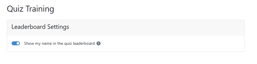 User Leaderboard Settings
