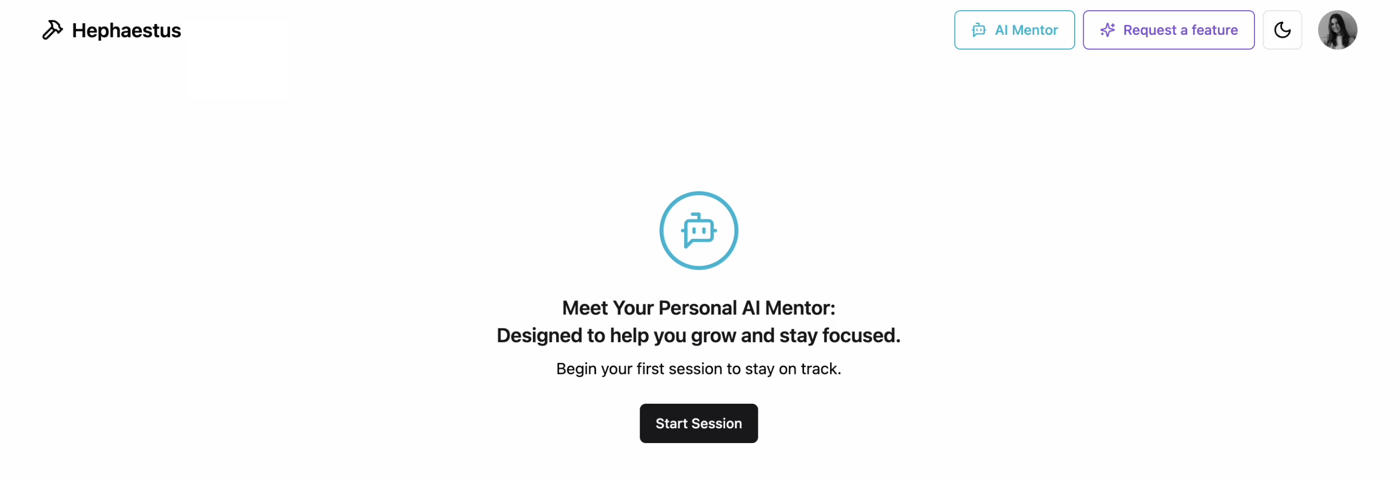 Chat interface when starting a session