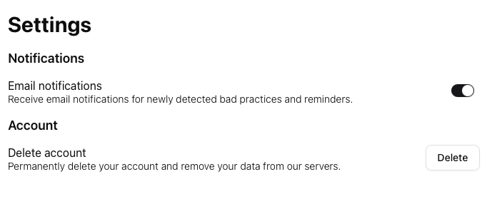 Notification settings for best practices