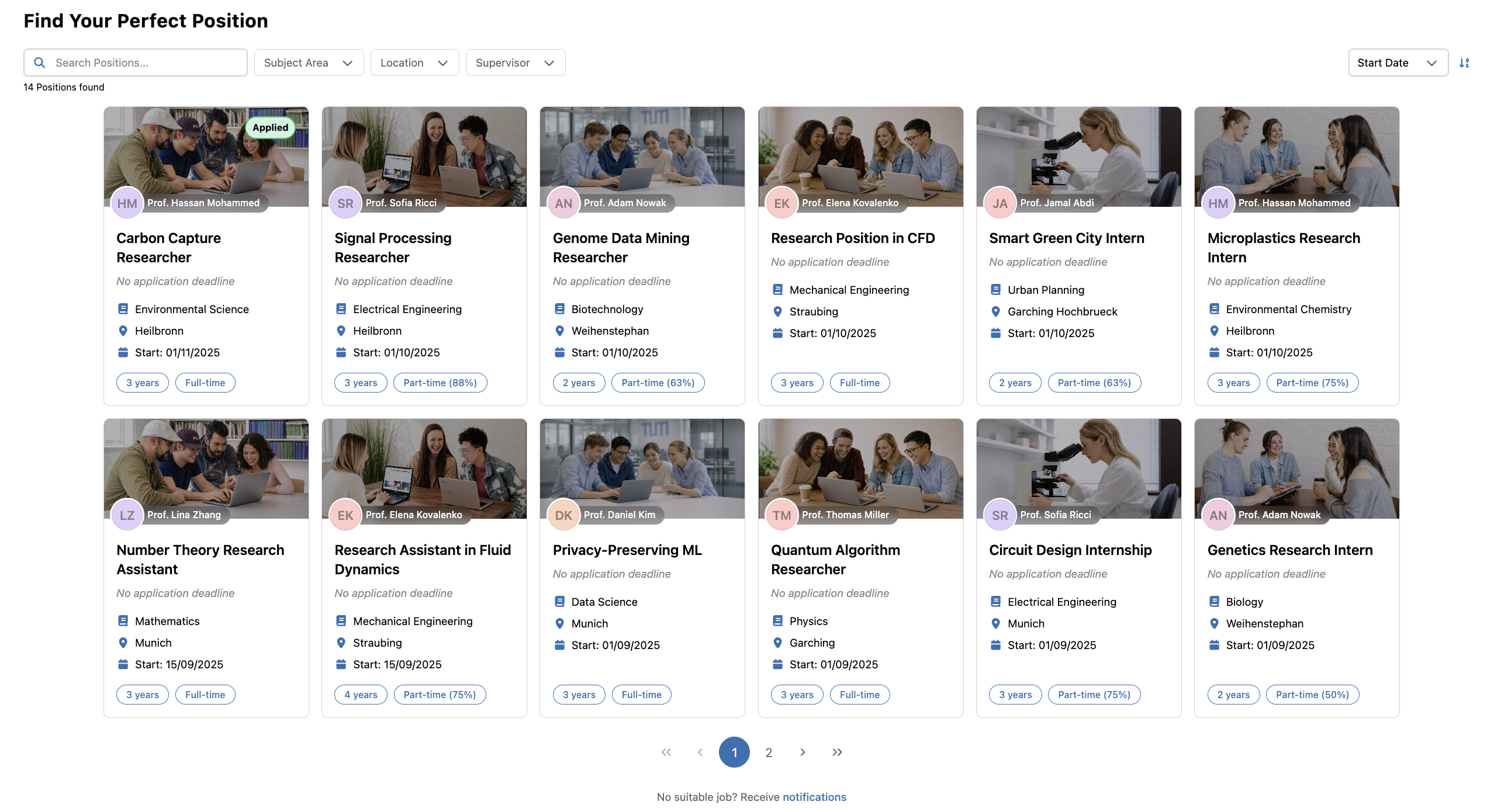 Find Positions Page