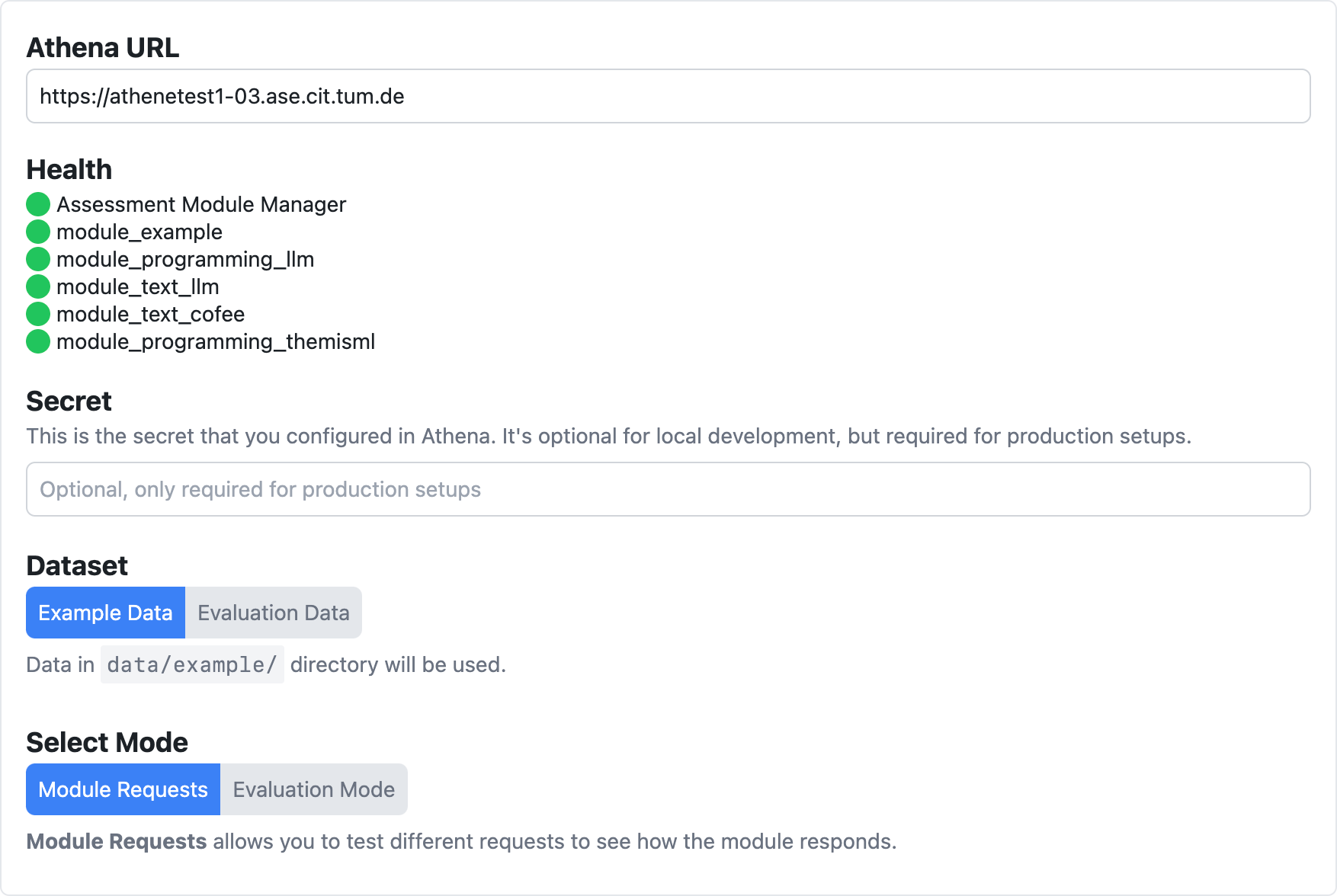 Base Info Header Interface of the Athena
Playground
