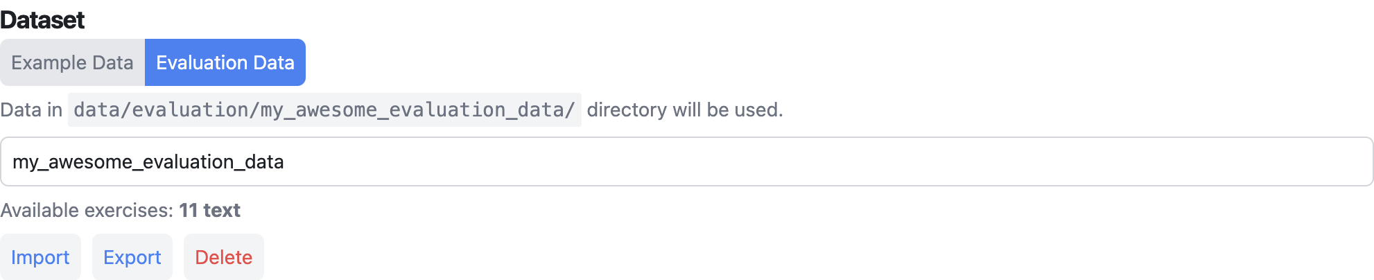 Custom Evaluation Data, my_awesome_evaluation_data, in the Athena Playground