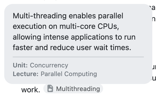 A citation marker with its summary tooltip open