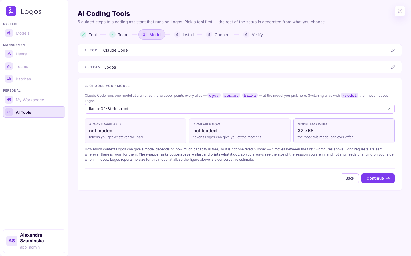 AI Tools — choose model