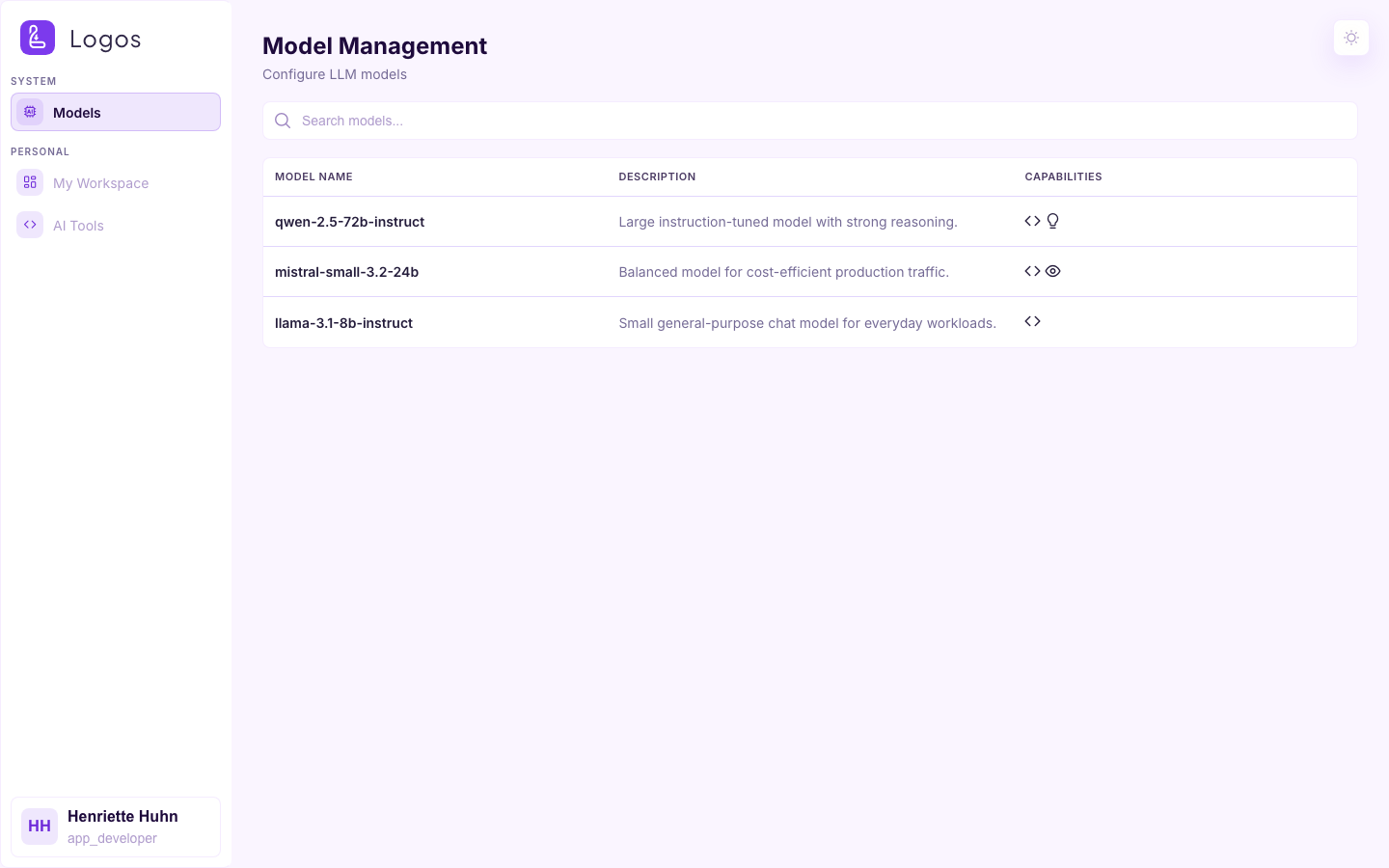 Models page