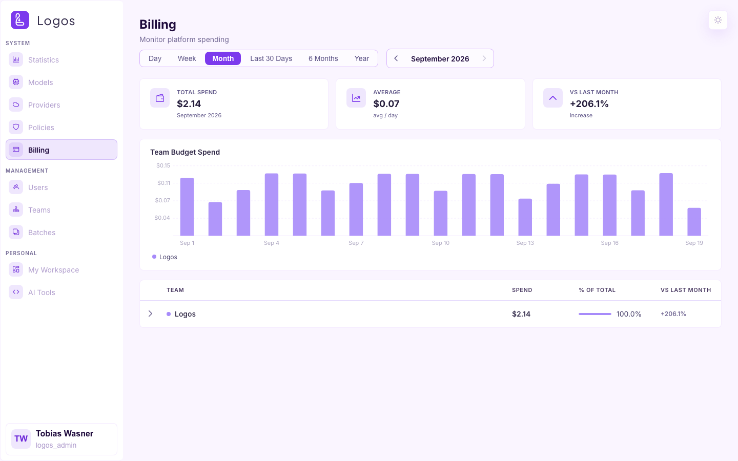Billing page
