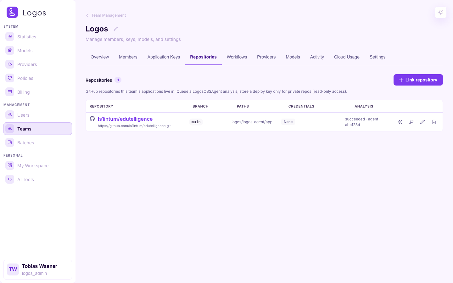 Team detail — Repositories