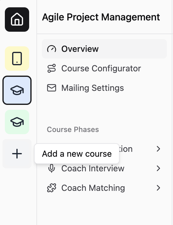 Add Course Button in Sidebar