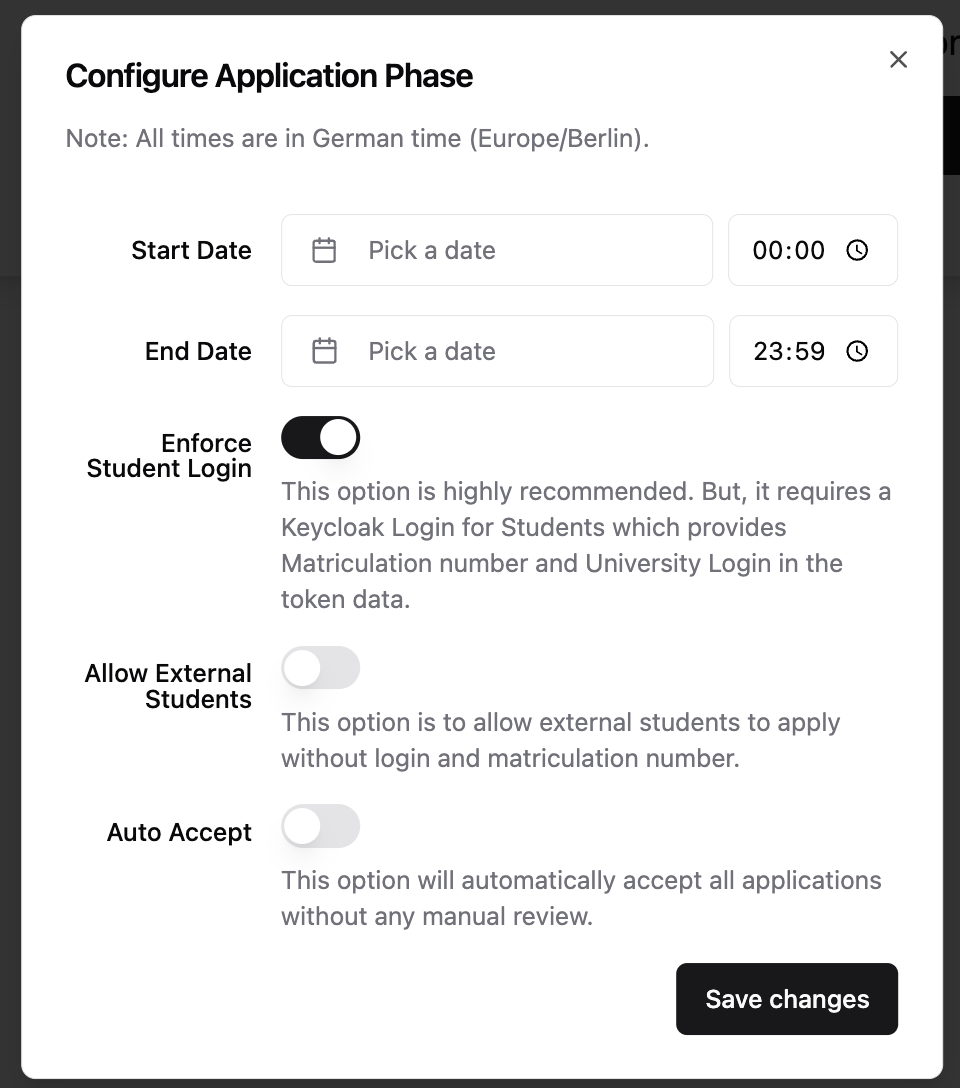 Application General Settings