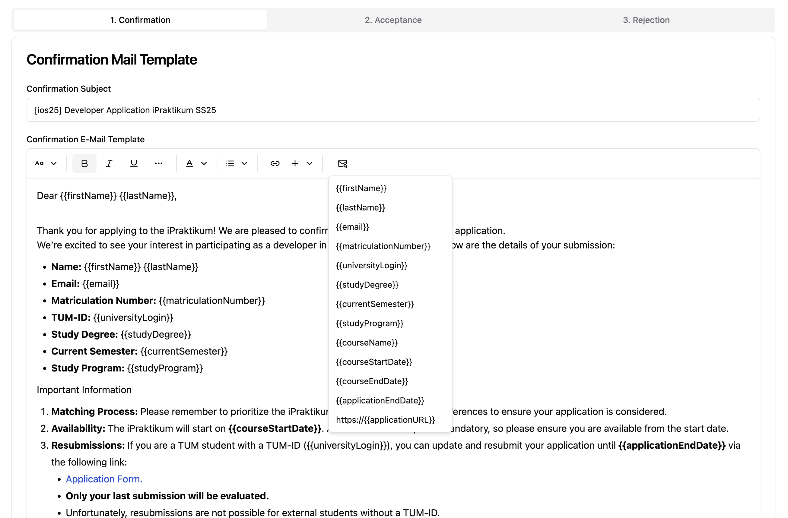 Available Placeholders