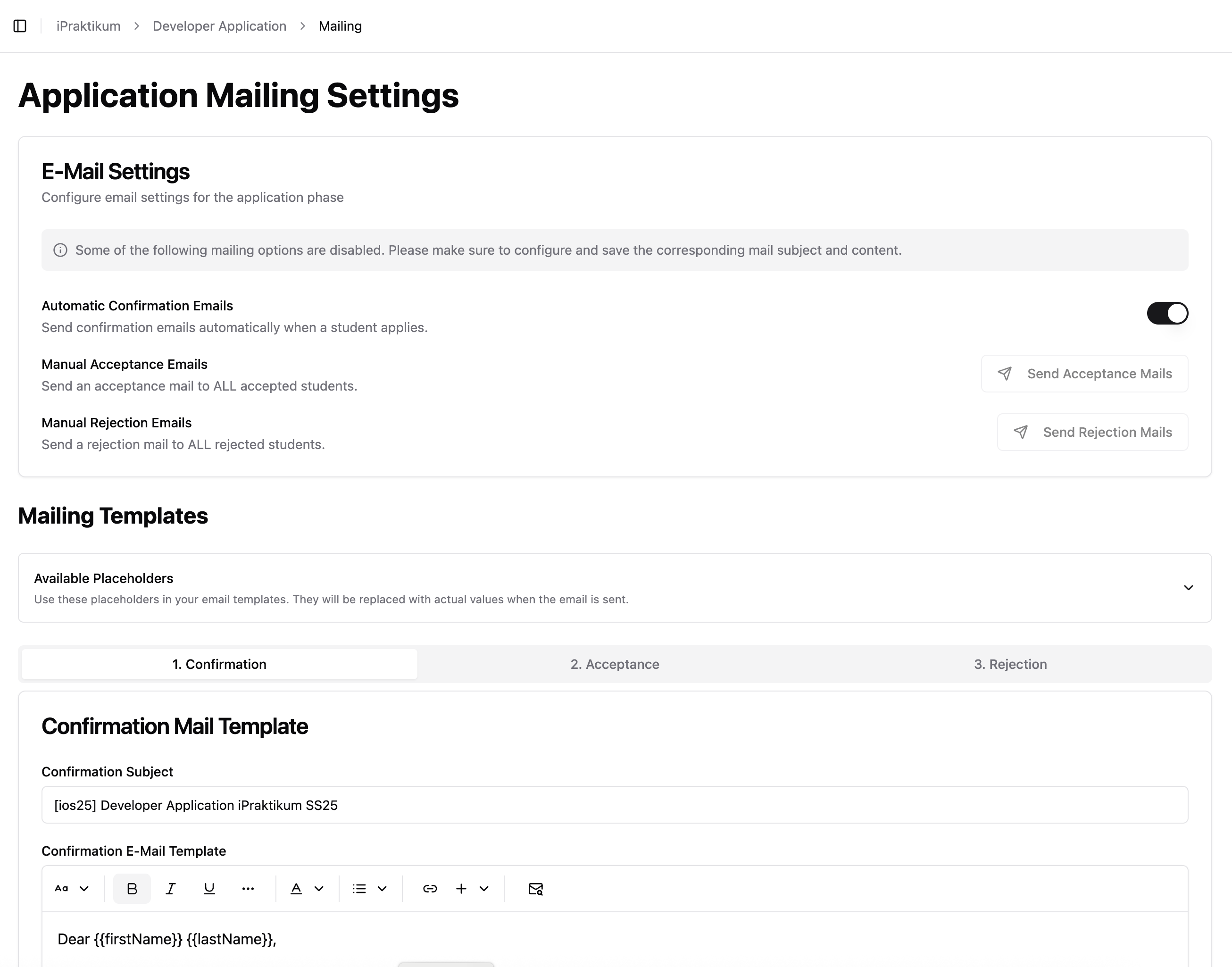 Course Phase Mailing