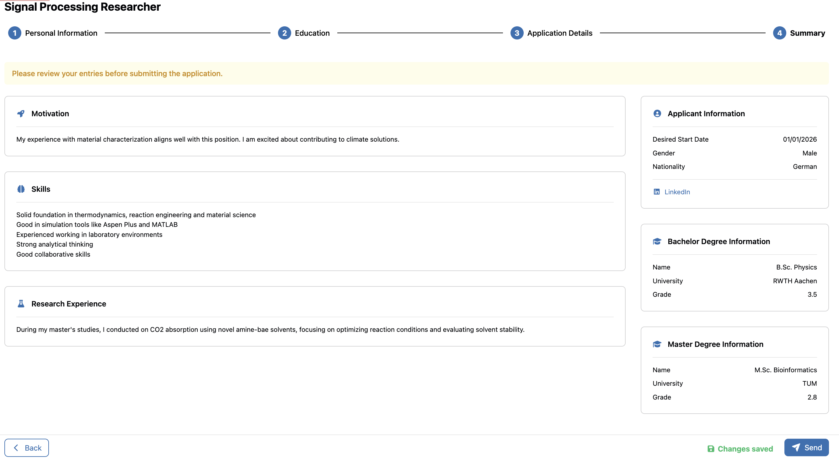 Application Form Page 4 - Part 1