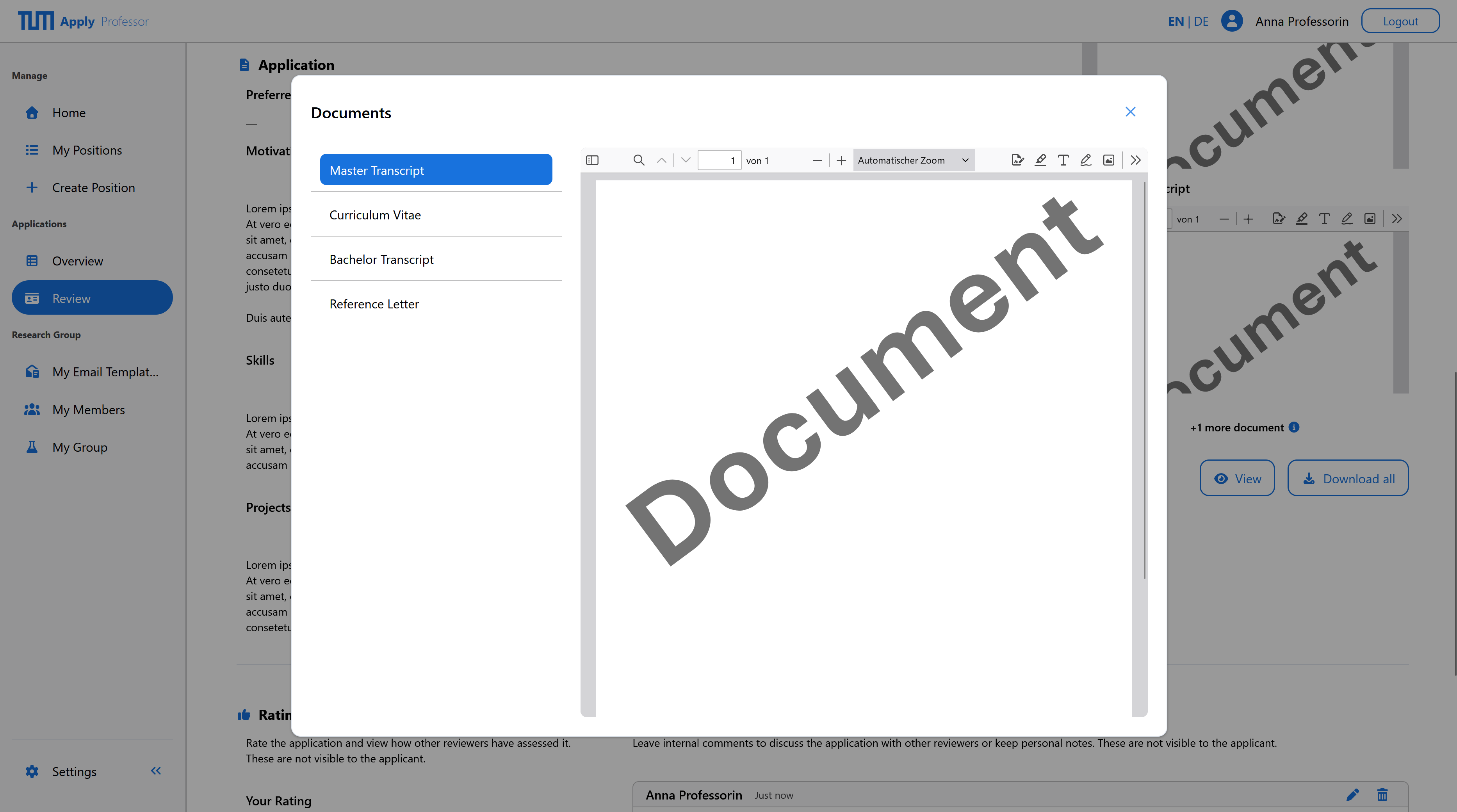 Document Viewer Dialog