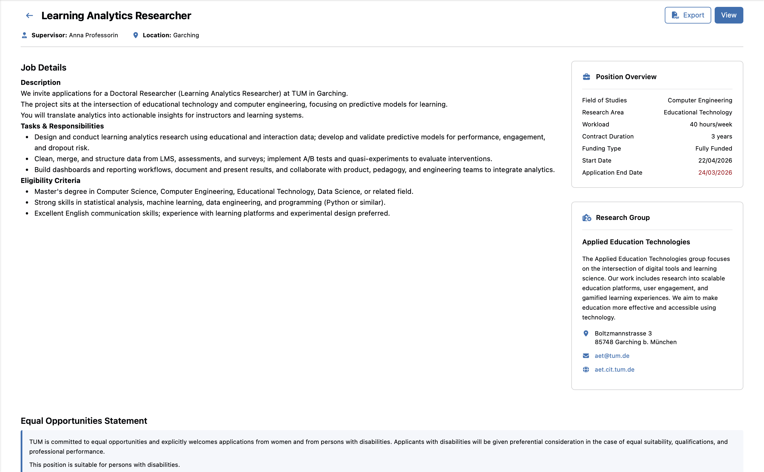 Job Detail Page View 1