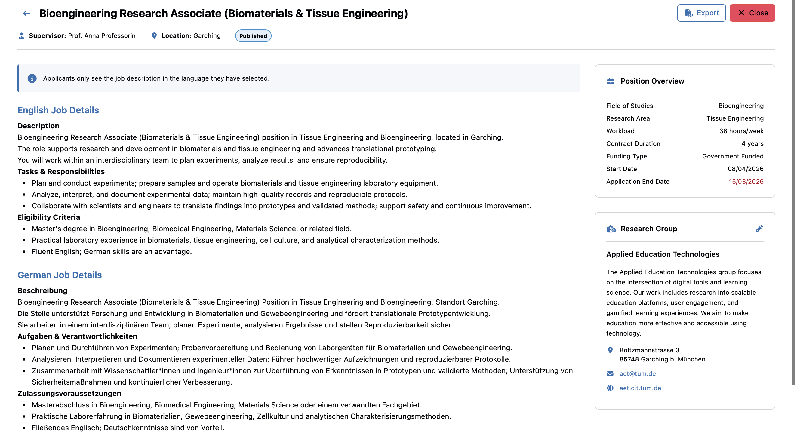 Job Details Page Professor 1